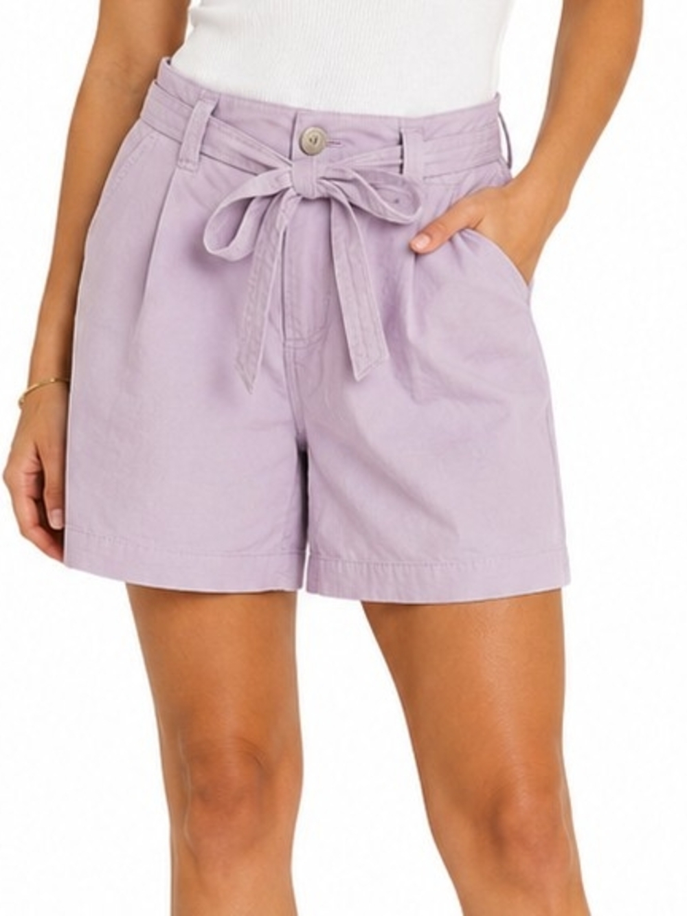 High-Rise Tie-Waist Lavender Shorts NWT